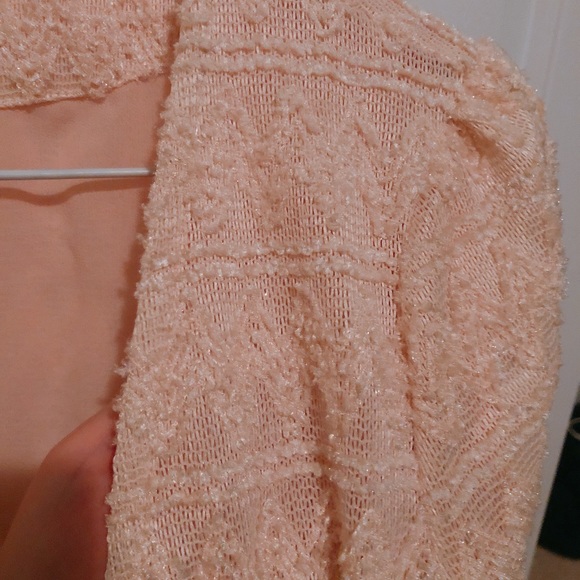 Blushy Peach Cardigan with Sparkling Embroidery - Picture 5 of 5